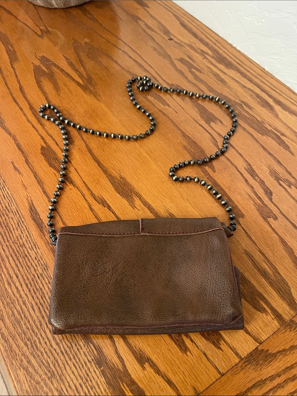 Free  People Brown Leather Crossbody with Ball Chain
